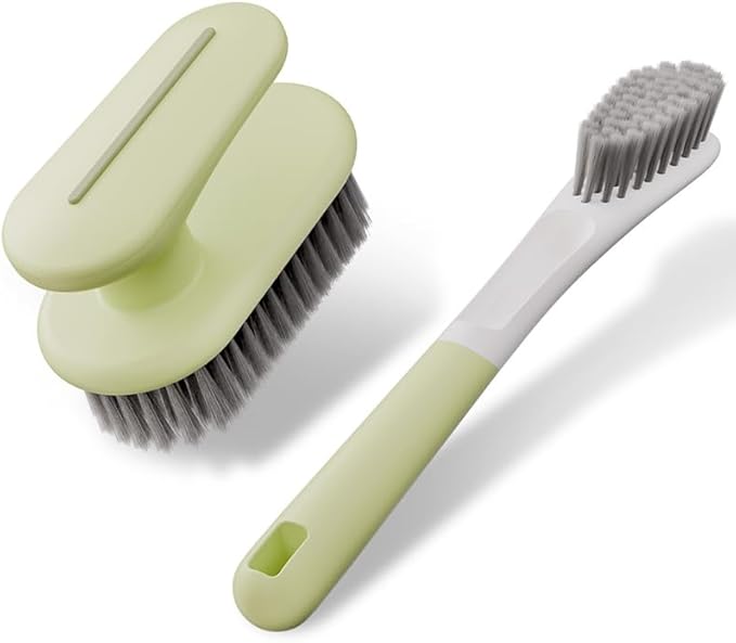 2 Pcs Cleaning Shoe Brush Laundry Shoe, Multifunctional Long Handle Shoe Brush Cleaner,Hangable Soft Bristle Shoes Cleaning Scrubber (White)