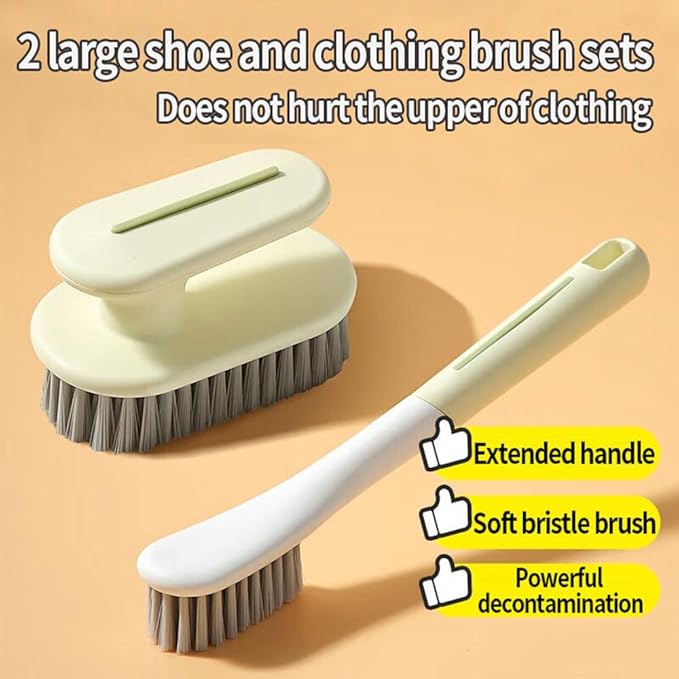 2 Pcs Cleaning Shoe Brush Laundry Shoe, Multifunctional Long Handle Shoe Brush Cleaner,Hangable Soft Bristle Shoes Cleaning Scrubber (White)