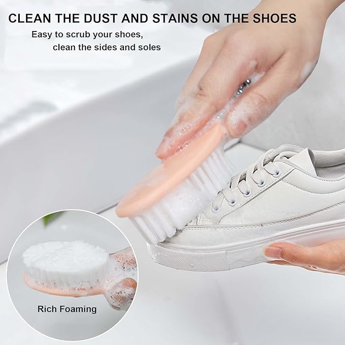 2 Pack Shoe Cleaning Brush Small Shoe Brushes Scrubbing Brush Sneaker Shoe Cleaner Brush Soft Bristle Cleaning Brush Scrubber Brush for Clothes Shoes, Blue Pink