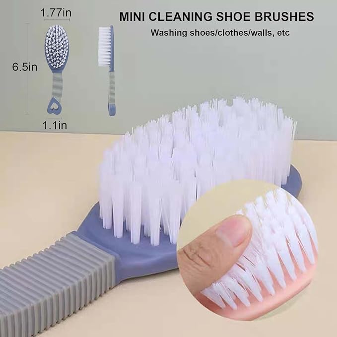 2 Pack Shoe Cleaning Brush Small Shoe Brushes Scrubbing Brush Sneaker Shoe Cleaner Brush Soft Bristle Cleaning Brush Scrubber Brush for Clothes Shoes, Blue Pink