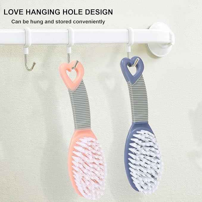 2 Pack Shoe Cleaning Brush Small Shoe Brushes Scrubbing Brush Sneaker Shoe Cleaner Brush Soft Bristle Cleaning Brush Scrubber Brush for Clothes Shoes, Blue Pink