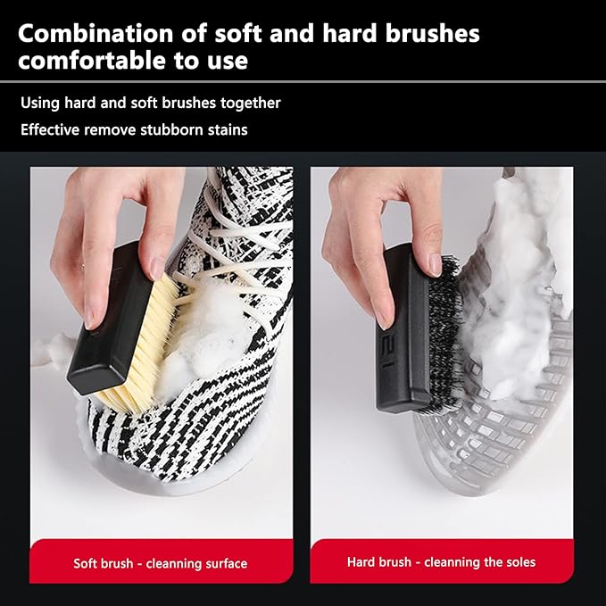 2Pcs Professional Cleaning Shoe Brush Plastic Soft Brush Hard Brush Household Cleaning Set Shoe Care Leather Care Shoe Brushes for Cleaning