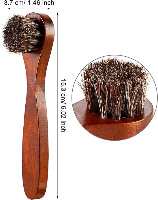 3 Pieces Horsehair Shoes Polish Brushes Kit Leather Shoes Boots Care Clean Polish Daubers Applicators