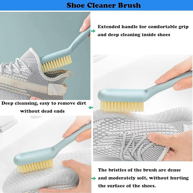 2Pack Shoe Cleaning Brush -Sneaker Shoe Cleaner Brush-Soft Bristle Cleaning Shoes Scrubber-Long Handle Shoe Scrubbing Brush-White Sneaker Cleaner Brush-Shoe Brushes for Cleaning