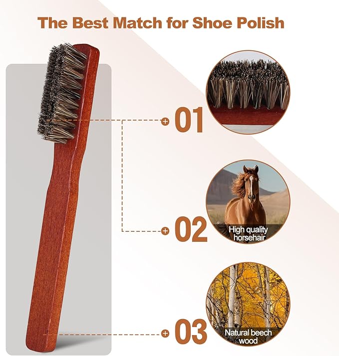 Shoe Brush Shoe Polish Brush Horse Hair Brush for Leather Horsehair Shoe Brush Professional Shoe Polish Applicator